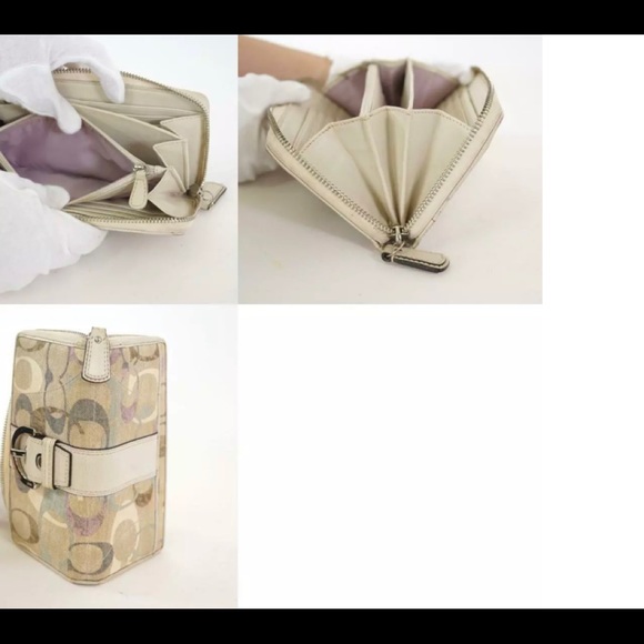 COACH Signature Canvas leather round zip wallet - Picture 3 of 8